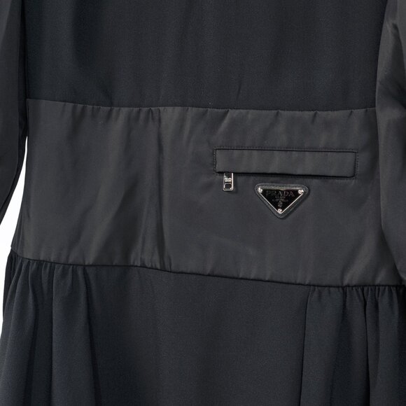 Prada Black Re-Nylon Patchwork Zip Mini Dress - Picture 6 of 15